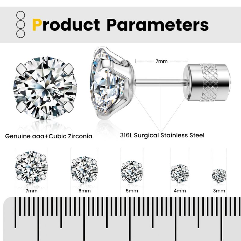 Orecchini in acciaio inossidabile con zirconi - Orecchini a 4 griffe con accenti di diamanti, piccoli gioielli alla moda_voghion.com