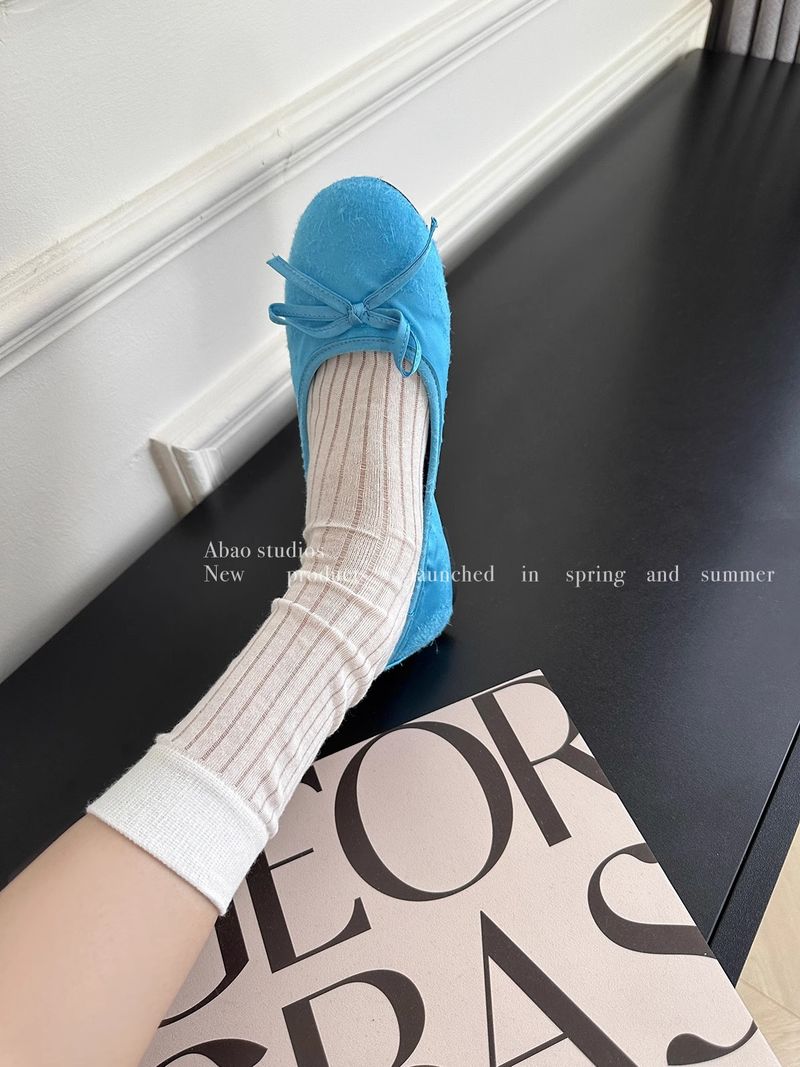 fund plat Mary Jane albastru degetul rotund gura superficială balet cu un picior, moale și confortabil mic_voghion.com