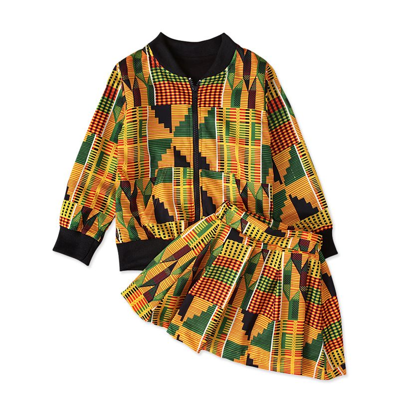 Mutter & Kinder frühling und herbst Afrikanische böhmischen stil zipper jacke + rock zwei-stück kinder kleidung set ins_voghion.com