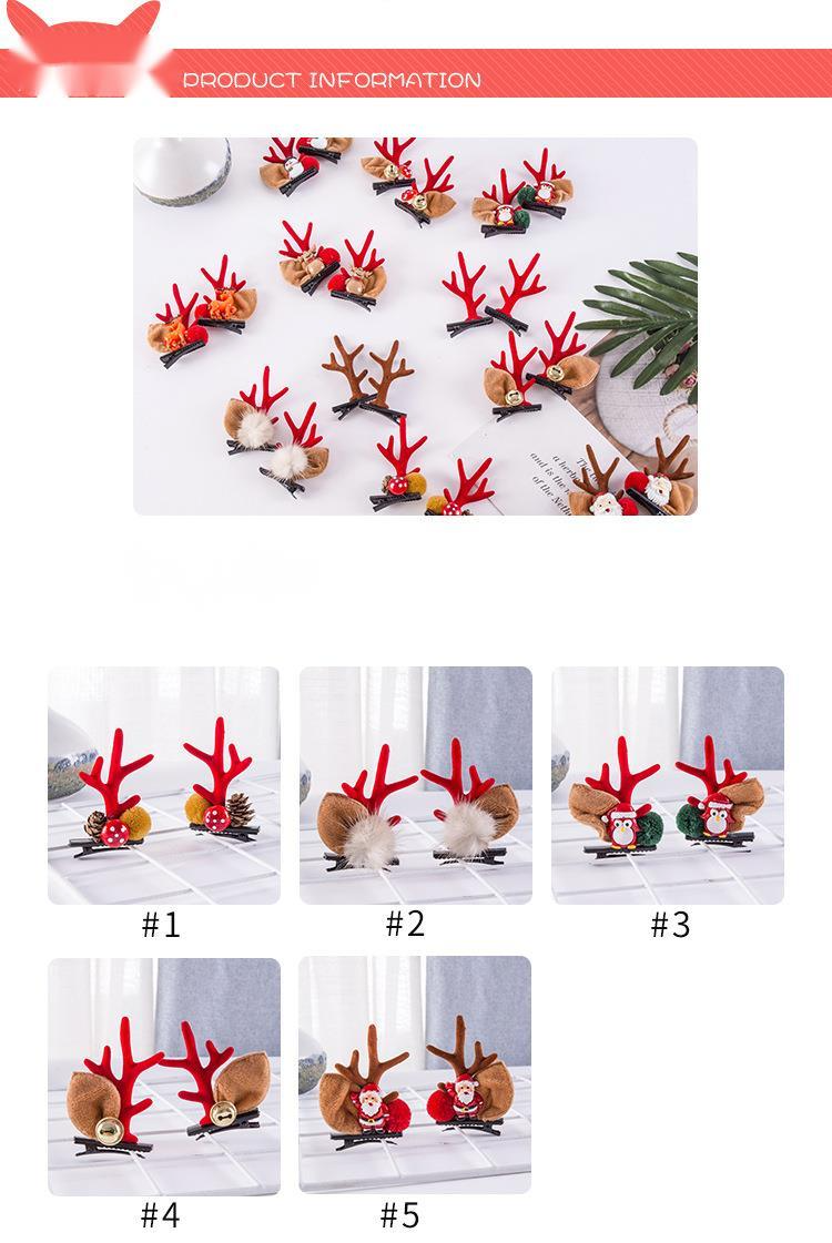 Weihnachten Geweih Haar Clip Weihnachten Haar Zubehör Kinder Nette Clip Net Rot Cartoon Elch Haar Karte Haar Zubehör Weibliche_voghion.com