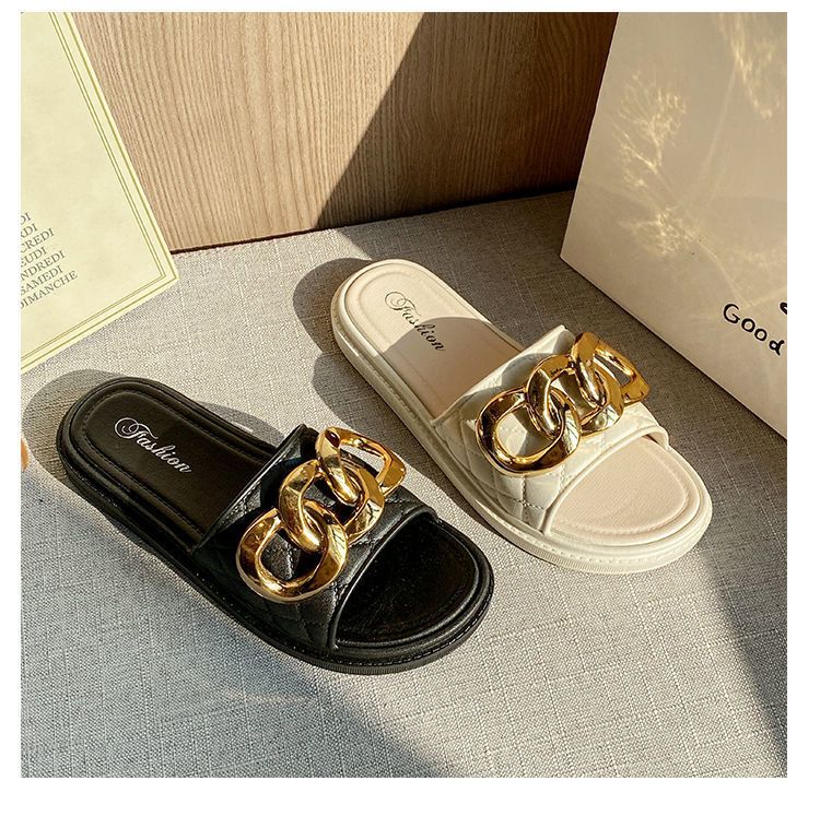 Pantuflas de suela gruesa para exteriores, estilo Xiaoxiang de celebridades de internet, suela suave, ideales para interiores y exteriores, ideales para la playa._voghion.com