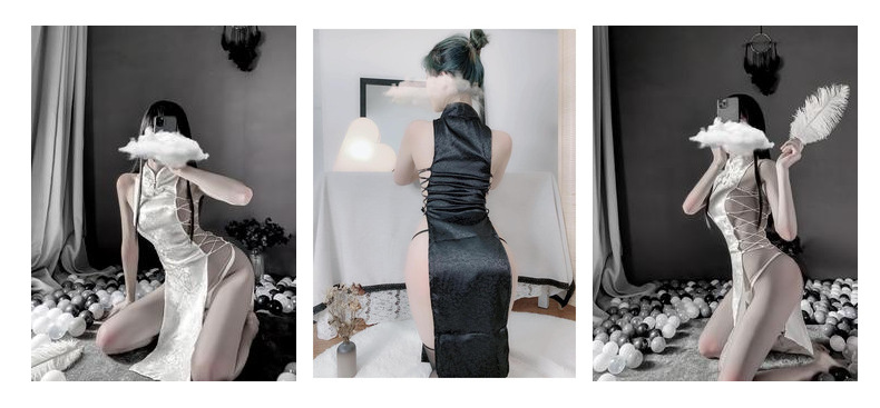 Sexy Qipao High Split Bandage Erotic Lingerie Adjustable Size Cheongsam Role Play Sex Play Lingerie For Sex Porn Long_voghion.com