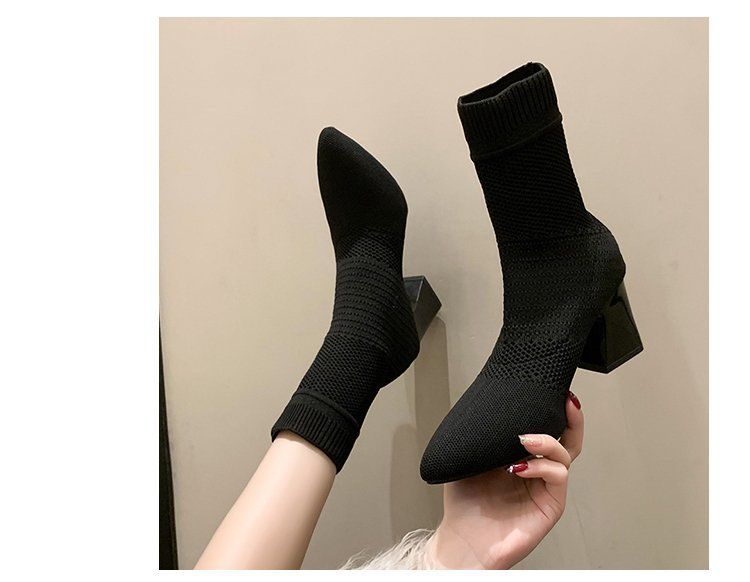 Modelos explosivos de moda flyknit botas de malla frescas para mujer sandalias de tacón alto y grueso de talla grande para mujer_voghion.com