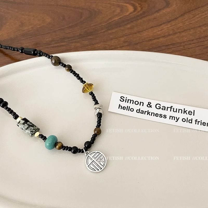 Collana con perline a forma di nuvola di buon auspicio retrò, collana leggera di lusso, design di nicchia, nuova collana con clavicola 2023 per ragazze_voghion.com