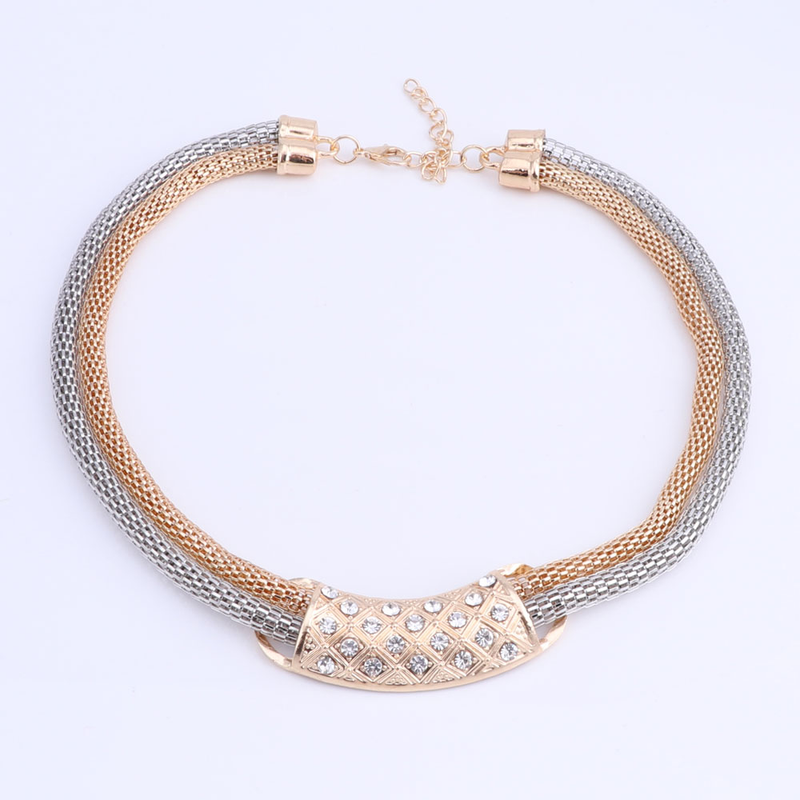 Squisito set di gioielli in cristallo oro Dubai Set di gioielli di perline africane di moda da sposa di lusso per donna_voghion.com
