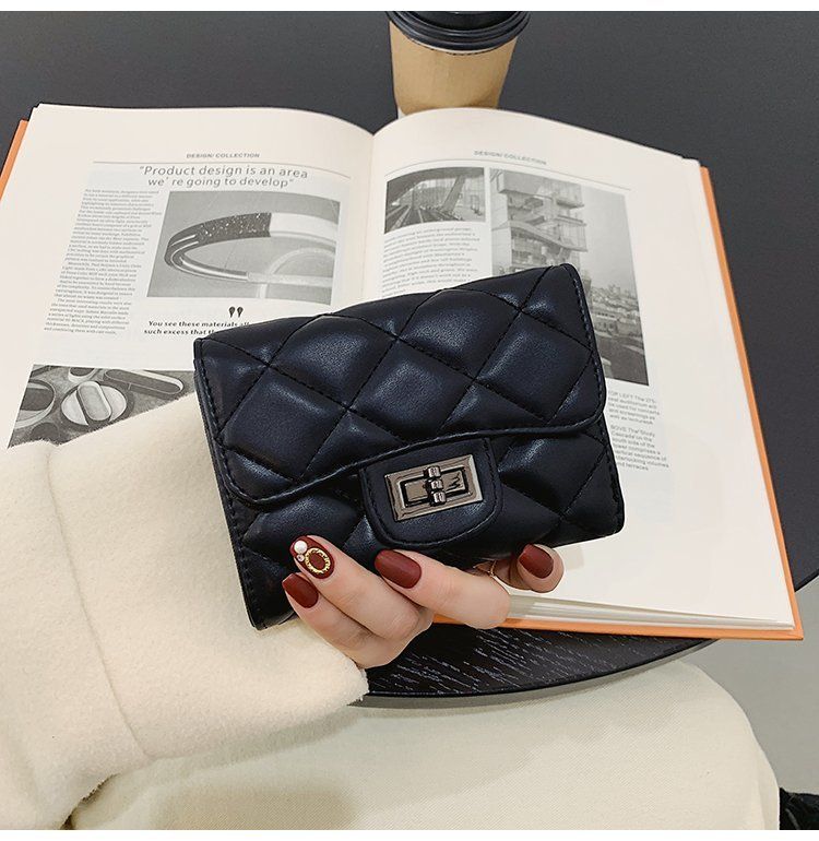 Xiaoxiangfeng Wallet Short Women 2024 New Internet Celebrity Wallet Fashion Student Multi Card Soft Leather Lingge Zero Wallet_voghion.com