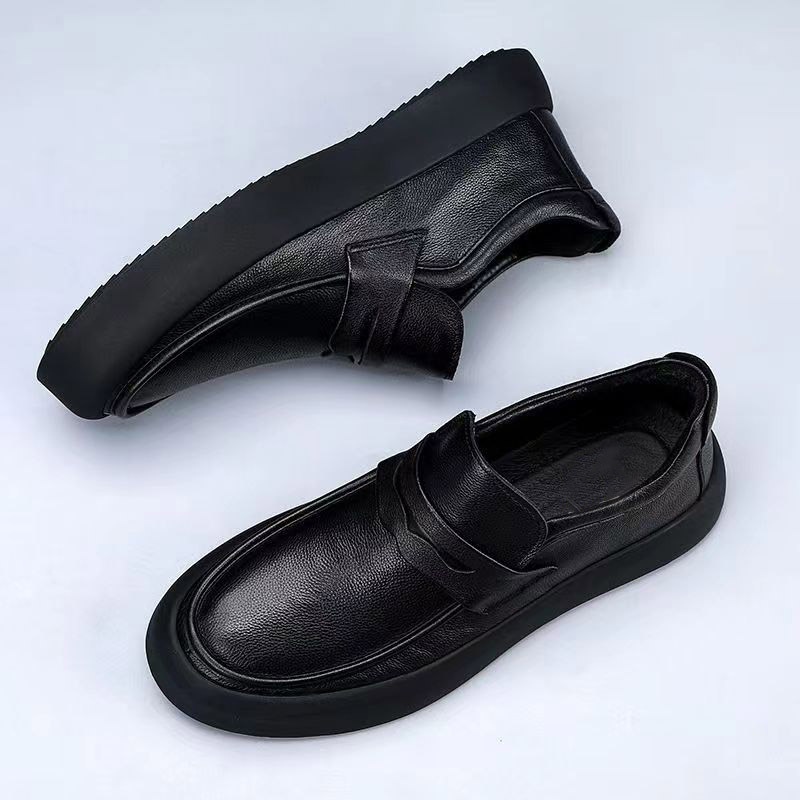 Echte, veelzijdige, trendy, casual leren herenschoenen met een lentelook: One Step Lazy Lefu-schoenen_voghion.com