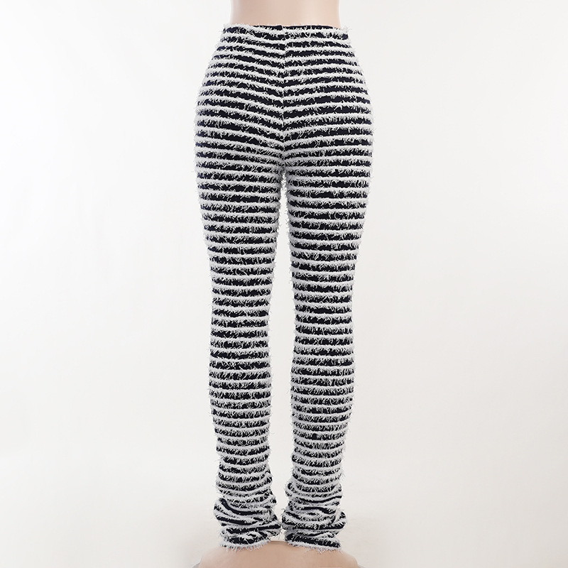 Dameskleding Gebreide Gestreepte Sexy Slanke Broek Kinder Lente Mode Hoge Taille Heup Lifting Hot Girl Casual Broek_voghion.com