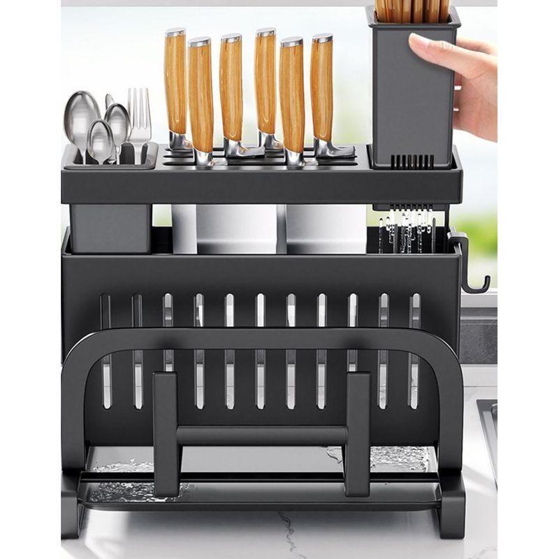Multifunctional Kitchen Countertop Wall-Mounted Cutting Board Chopstick Holder Knife Integrated Storage Rack_voghion.com