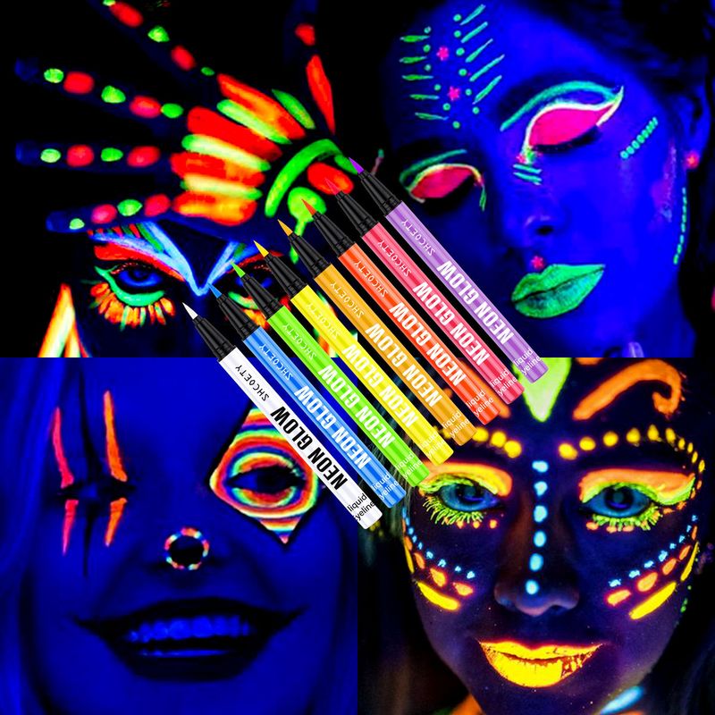 Ombretto e eyeliner combinati, set di eyeliner fluorescenti, eyeliner opaco e luminoso, pittura liquida per il viso, impermeabile e resistente al sudore._voghion.com
