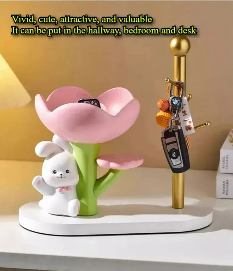 Storage Ornaments Household Cute Rabbit Key Organizer Portable Small Item Tool Tray Ornament Childrens Room Desktop_voghion.com