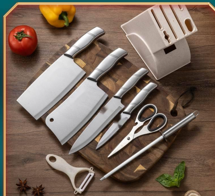 Stainless Steel Hollow Handle 8-Piece Kitchen Household Chef Meat Cutting Vegetable Fruit Multi-Purpose Knife Set_voghion.com