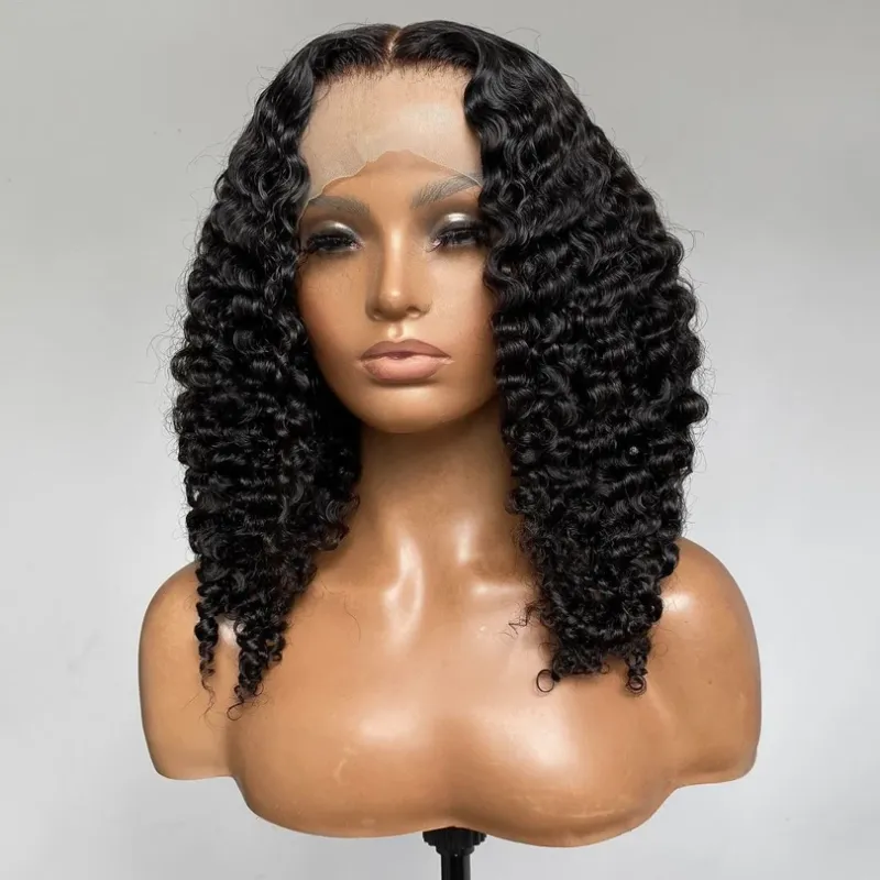 18inch 200 Density Kinky Curly Silk Base Full Lace Wig Glueless Brazilian Curly 5x5 Silk Top Full Lace Human Hair Wig For Women_voghion.com