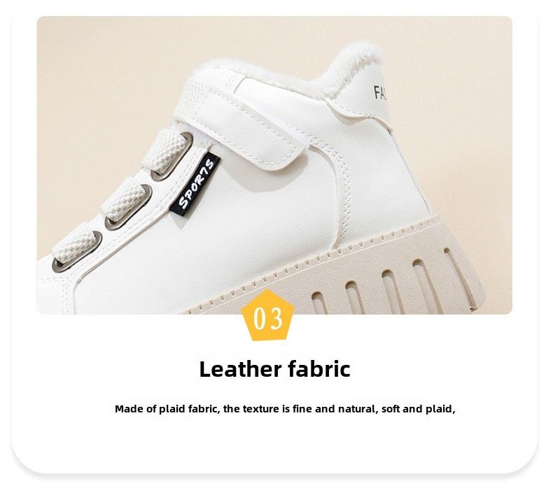 Stivali da neve alti in pile da donna, scarpe termiche per studenti, scarpe casual con plateau in cotone_voghion.com