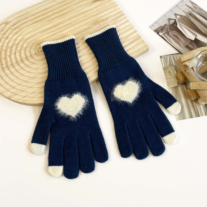 Teléfono de invierno para mujer, de color sólido, abierto, con pantalla táctil, tejido de lana gruesa, cálido, moderno, edición coreana_voghion.com