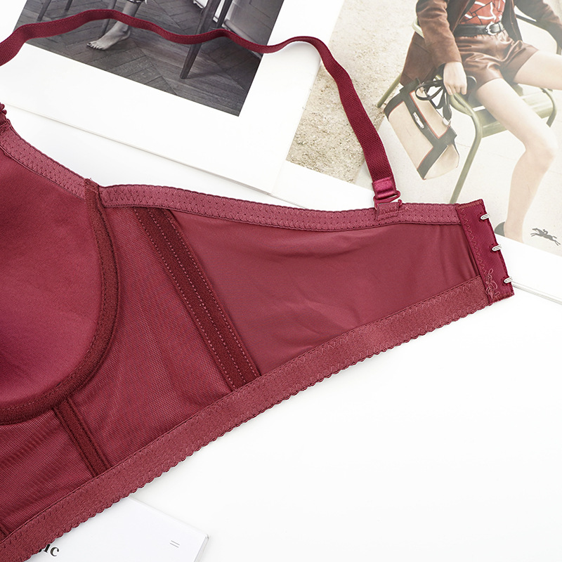 Women's clothing French style bra plus size underwear C cup push-up thin bra with steel ring_voghion.com