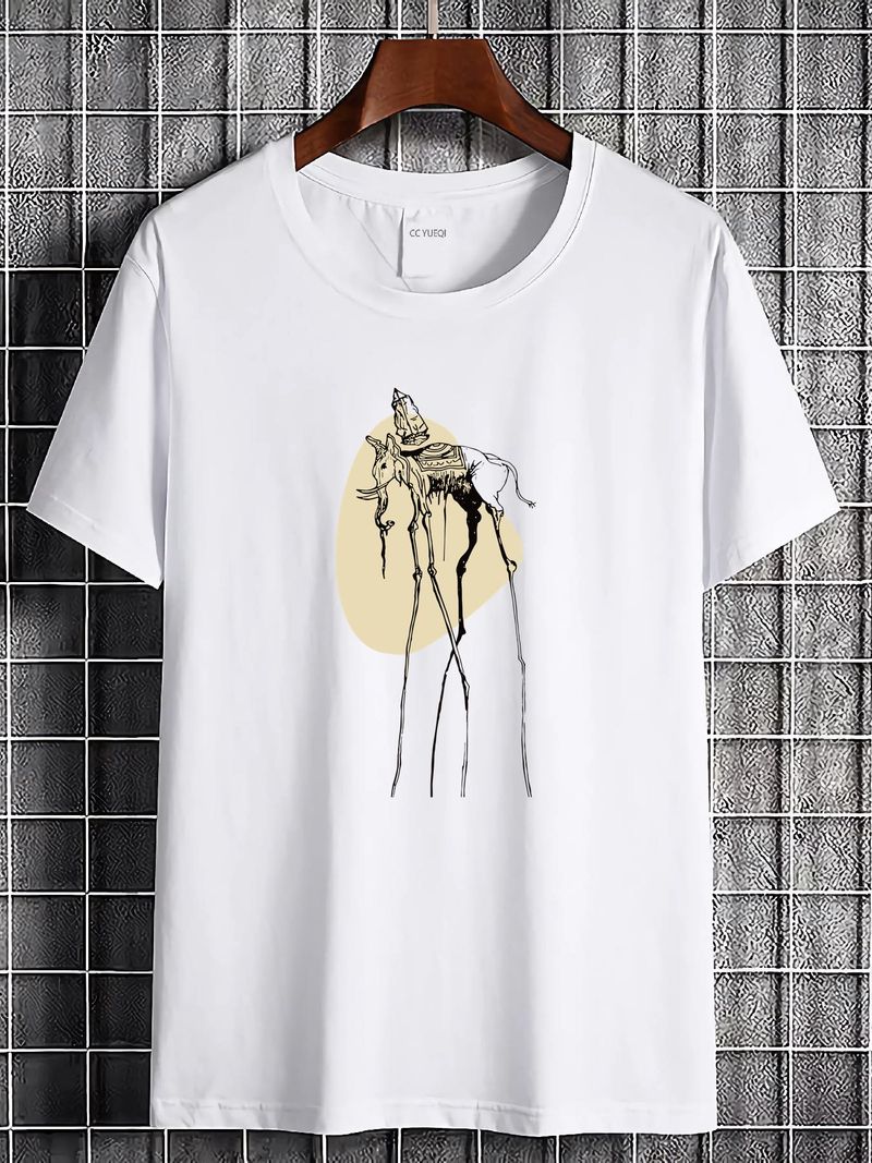 Salvador Dali Elefante Disegno Lineare (1948) Opera d'Arte T-shirt Grafica Uomo Unisex Abbigliamento Firmato Versatile Streetwear Comodo Casual Elasticizzato_voghion.com