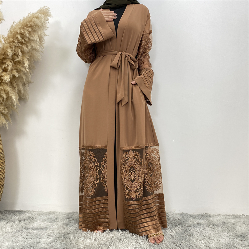 Damenmode-Cardigan-Stickerei-Gaze-Robenkleid_voghion.com