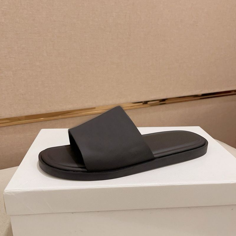 British Style Casual Summer Genuine Leather Flat Thick Sole Slide Sandals Beach Shoes Trendy Slippers_voghion.com