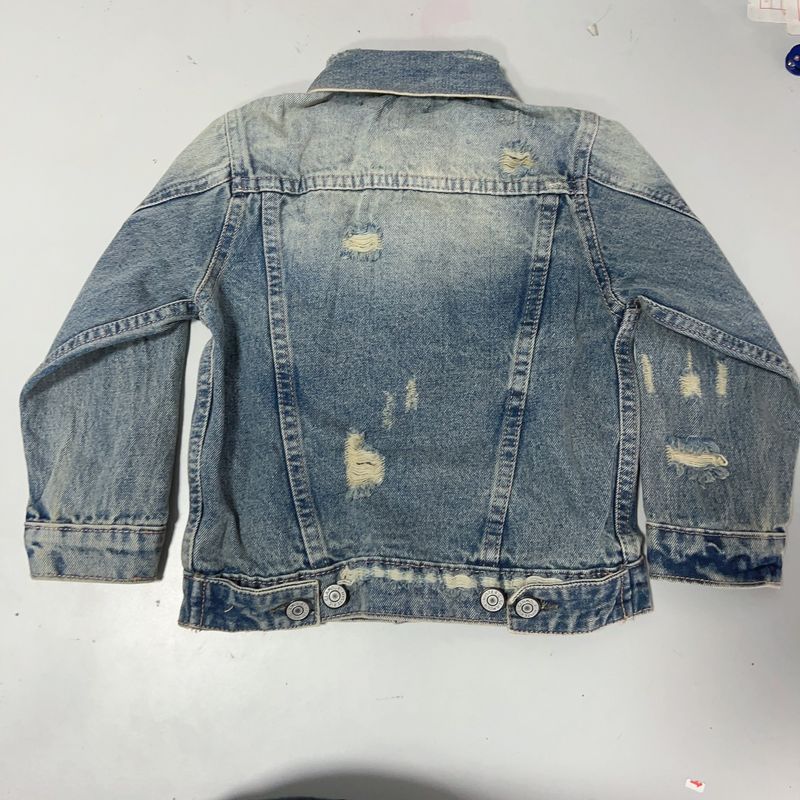 Giacca in denim vintage per bambini e adulti - Cappotto casual unisex in cotone con effetto consumato (100-160 cm)_voghion.com