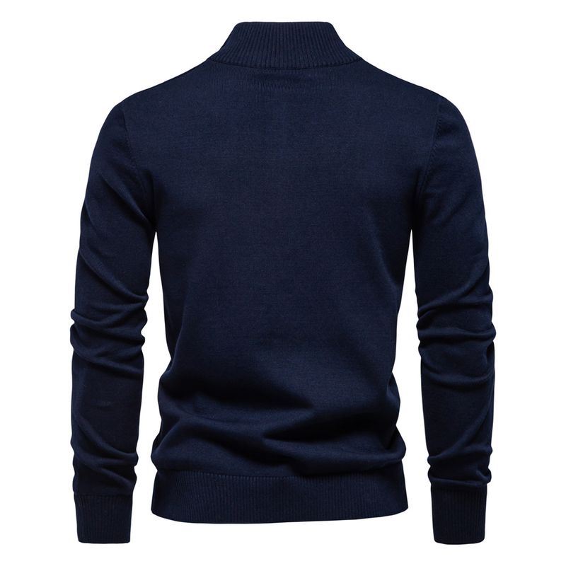 Herrenpullover Halbreißverschluss Strickpullover Lässiges gestreiftes Herrenoberteil_voghion.com