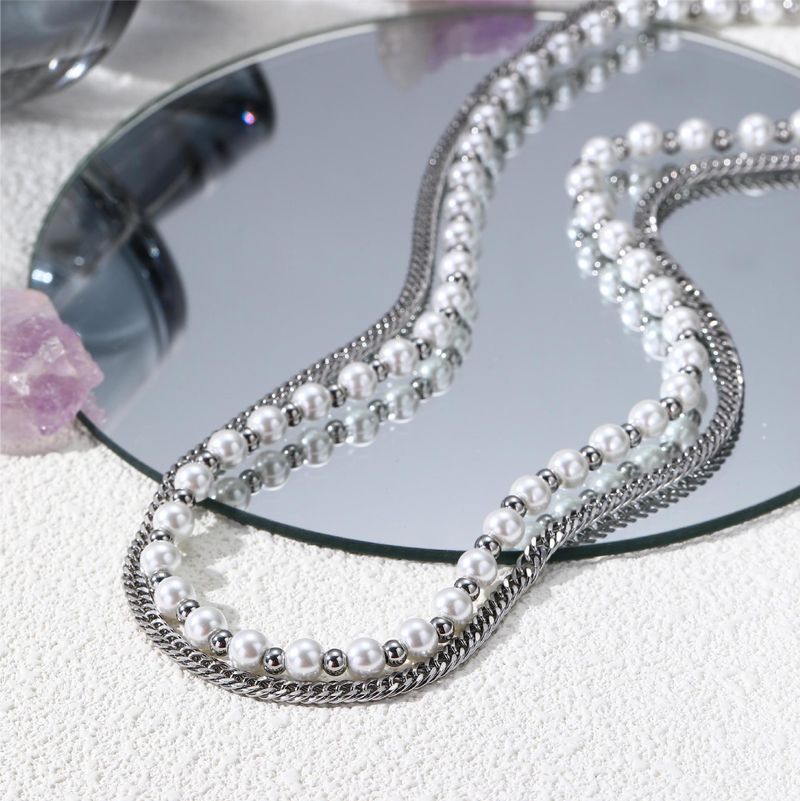 Hip Hop Trendy Doppelschicht-Perlenkette für Männer und Frauen Ins Cold Style Design Persönlichkeit Halskette Paar Accessoires_voghion.com