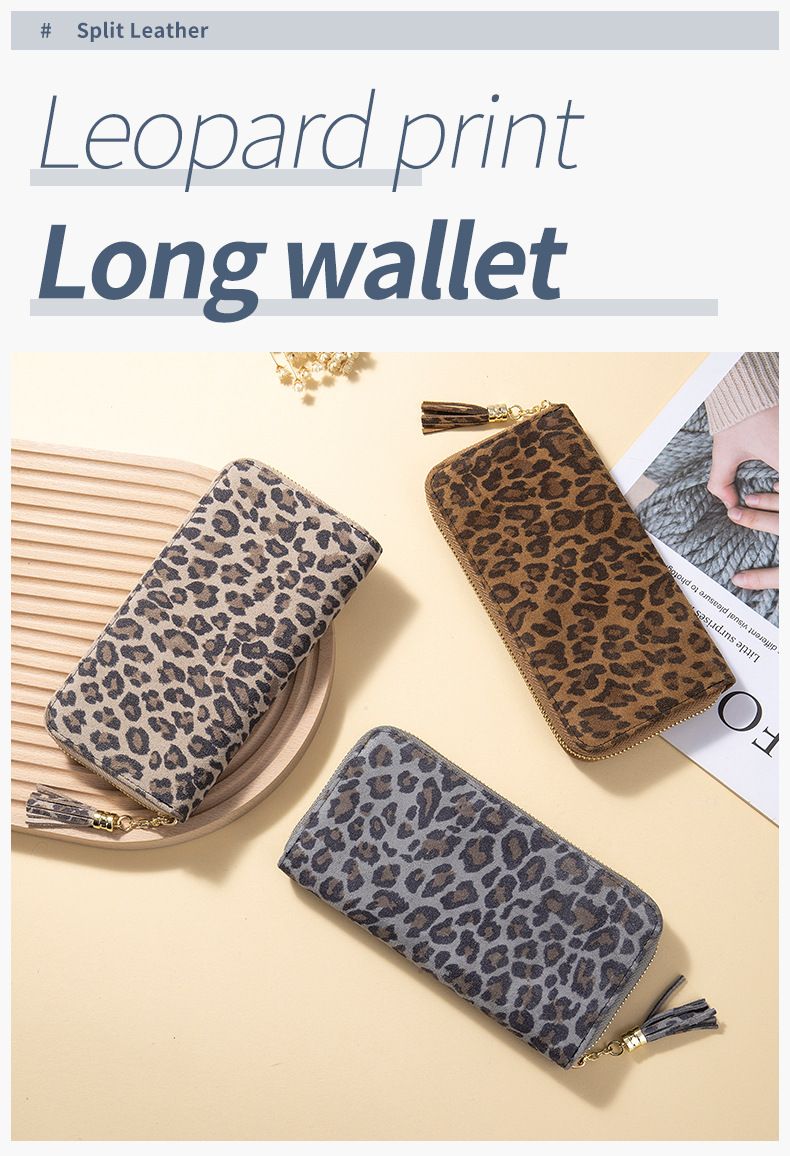 Carteira longa de luxo com estampa de leopardo e bloqueio RFID – Bolsa de couro genuíno fina com zíper e compartimentos para vários cartões para mulheres_voghion.com