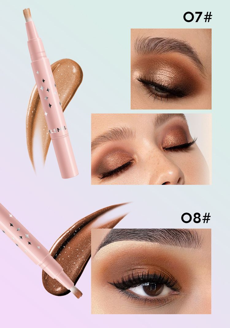 MLSMILE 8 kolorów perłowego cienia do powiek w płynie Soft Brush Diamond High Gloss Liquid Eyeshadow Rotating Lip Gloss_voghion.com