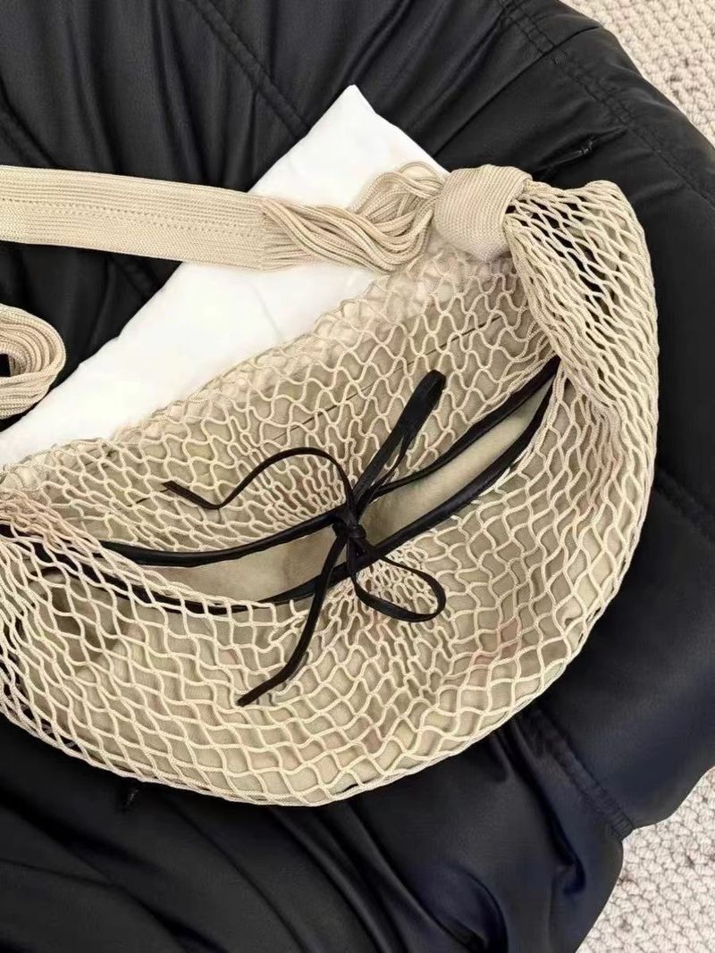 2025 Spring And Summer New Beach Fashion Hundred Collision Color Mesh Weaving Flare Design Shoulder Bag Casual Daily Personalized_voghion.com