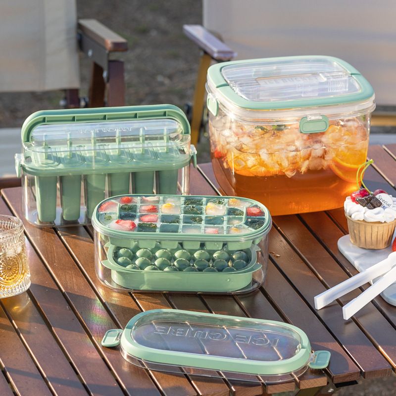 Ice Grid Ice Cube Mould Press Silicone Ice Grid Ice Hockey Plastic Portable Large Capacity Refrigerator Frozen Ice Cube Box Ice Box_voghion.com