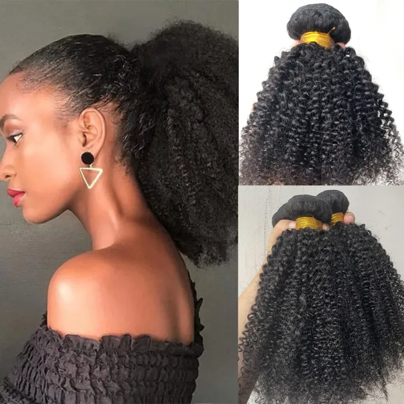 Afro Kinky Curly Bundles Brasiliani Estensioni Capelli Umani Tessitura_voghion.com