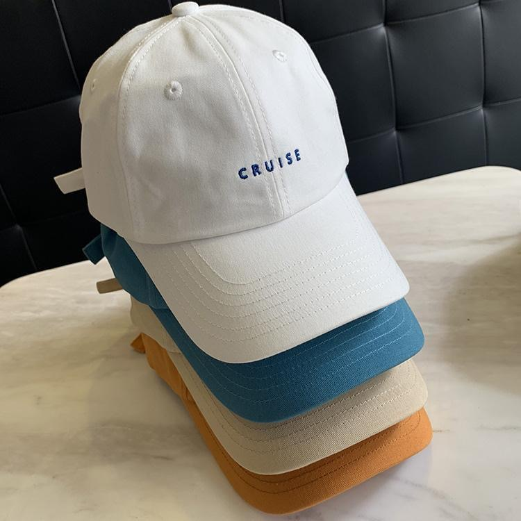 Instagram Korean minimalist style small letter embroidered duckbill women in spring and summer, cotton soft top_voghion.com