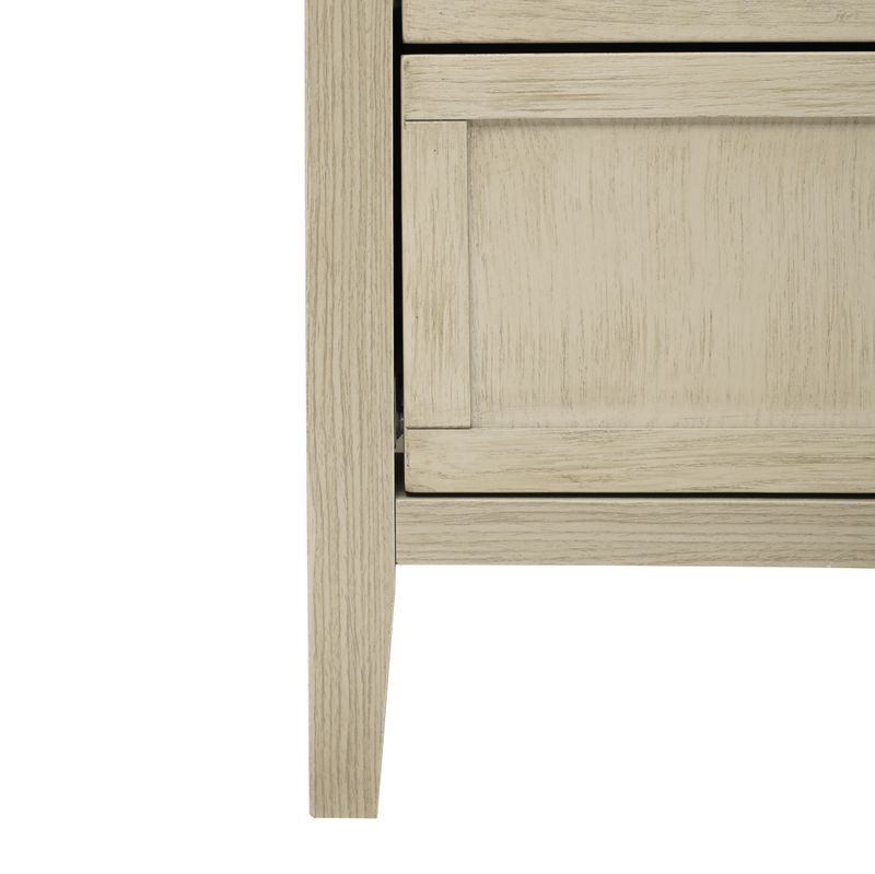 Meuble de rangement 3 tiroirs 80 x 40 x 80 cm, buffet aspect bois naturel avec sculptures linéaires, pour salon, chambre, bureau et étude._voghion.com