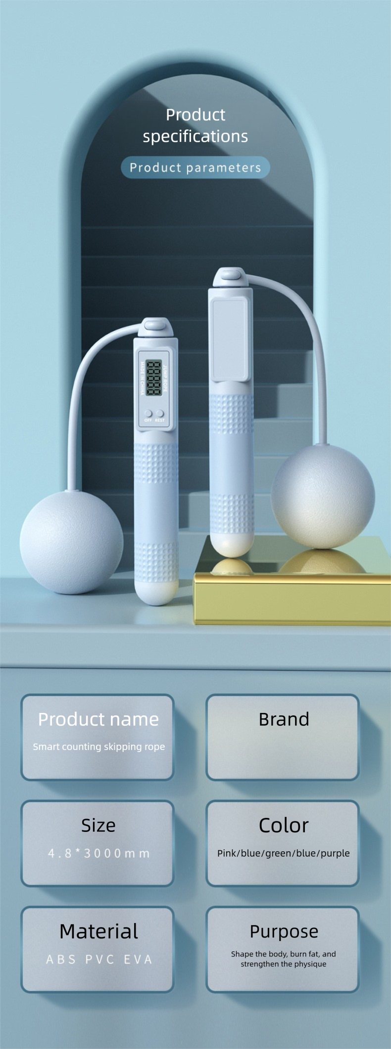 Adult Dual-use Smart Counting Steel Wire Sports Equipment Home Cordless Exercise Weighted Jump Rope Customizable_voghion.com