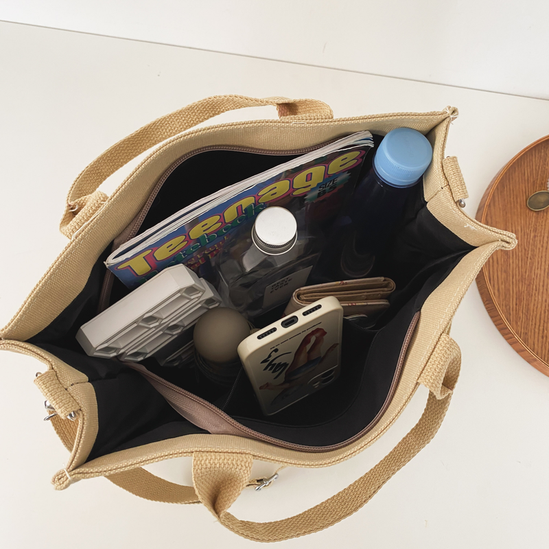 Handbag Women Canvas Shoulder Bag Large-Capacity Tote Bag Preppy Student Messenger Bag_voghion.com