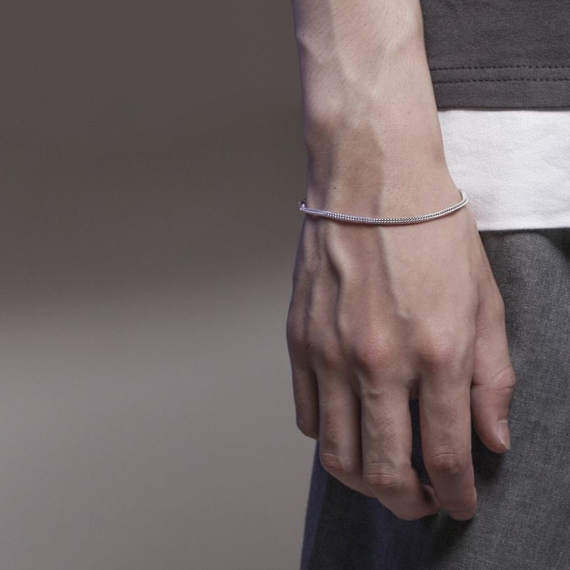Thick Foxtail Men's Bracelet Personality Trend Hip Hop Style Bracelet Simple Domineering Chopin Round Snake Bone Men's Bracelet_voghion.com