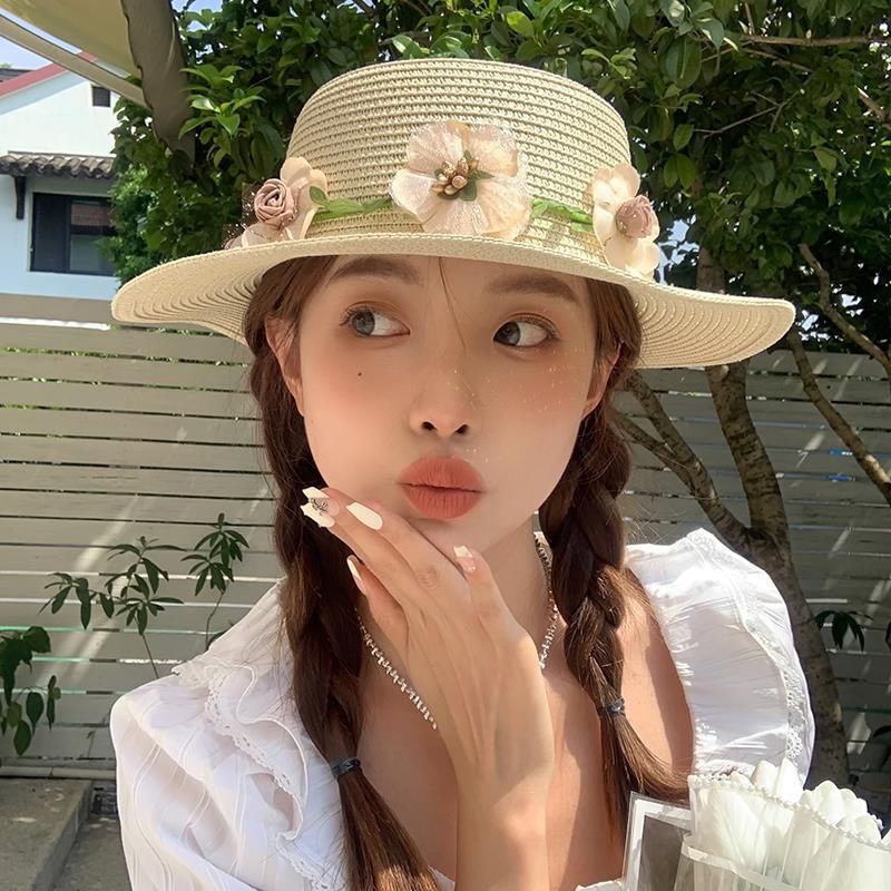 Cappello estivo con protezione solare, cappello da spiaggia, cappello di paglia intrecciato_voghion.com