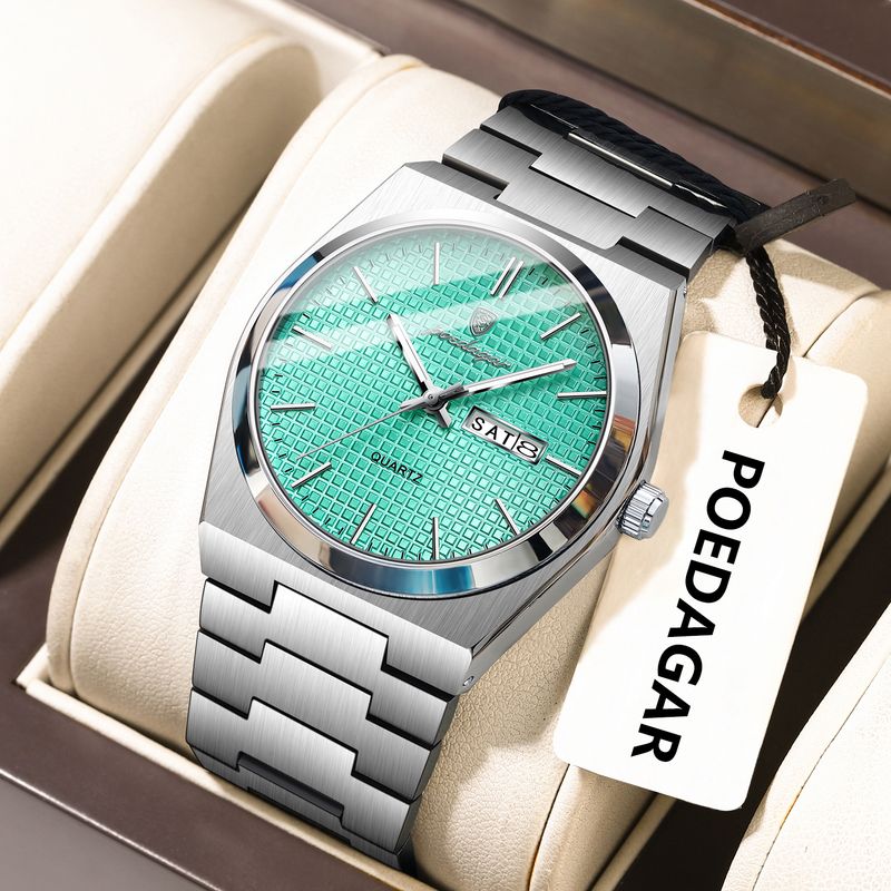 POEDAGAR Top Business Man Watch Luminous Waterproof Stainless Steel Men Wristwatch Date Week Quartz Fashion Casual Men's Watches_voghion.com