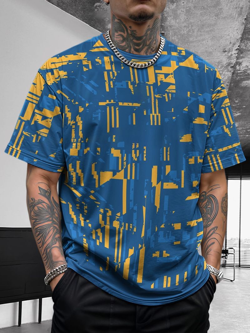 Sommer Neue Herren Kontrastfarbe Street Style Patchwork Modisch Lässig Atmungsaktiv Vielseitig Kurzarmhemd_voghion.com