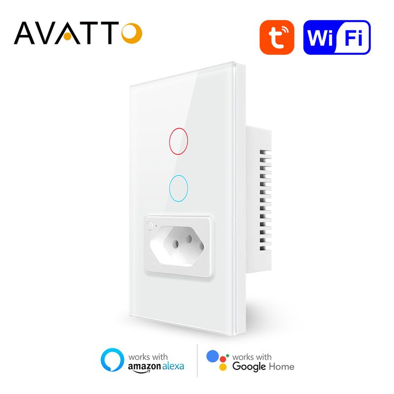 AVATTO Tuya Brazilska WiFi vtičnica, pametno stensko stikalo s senzorjem na dotik, deluje z Alexa Google Home_voghion.com