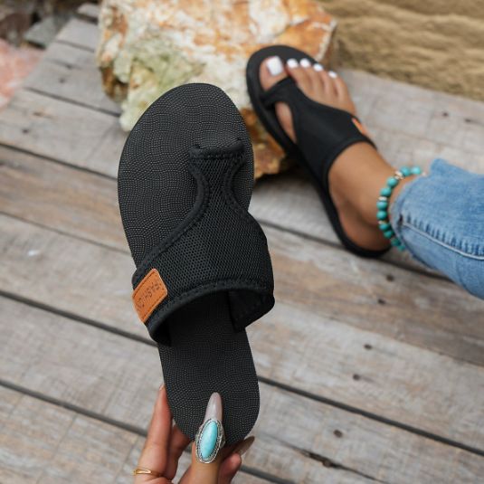 2025 Új, divatos, lélegző, hálós, halszálka borítású, csúszásgátló, kopásálló, puha aljú, női strandpapucs_voghion.com