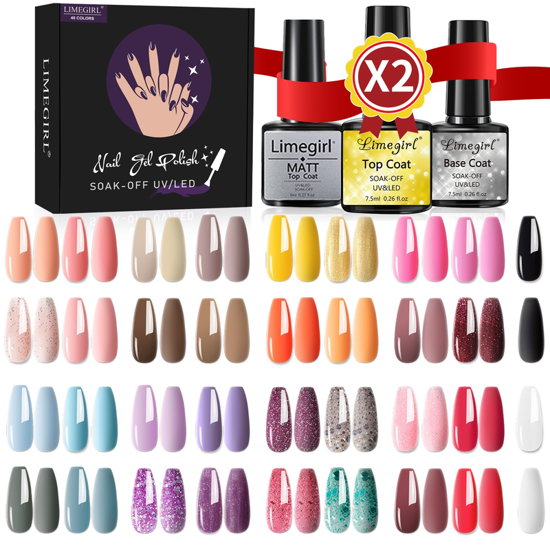 40 color nail art functional set, detachable photosensitive adhesive, wash free free sealed layer, bottom adhesive_voghion.com