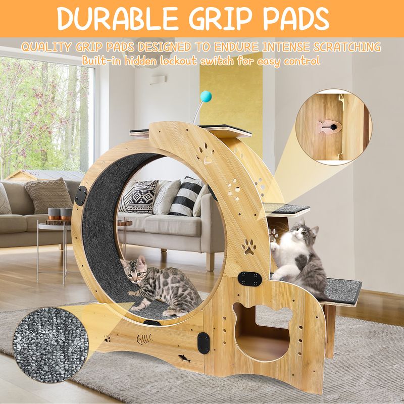 Cat Wheel 6-in-1 Cat Exercise Wheel,Upgraded Cat Wheel Exerciser for Indoor Cats,Large Cat Treadmill,Cat Running Wheel with Silent Wheel,Cat Walking W_voghion.com