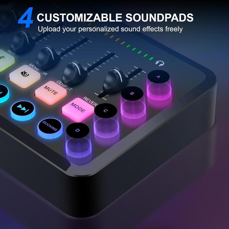 F11 Sound Card English Version Live Sound Card With Custom Recording Function 48V Phantom Power Supply_voghion.com