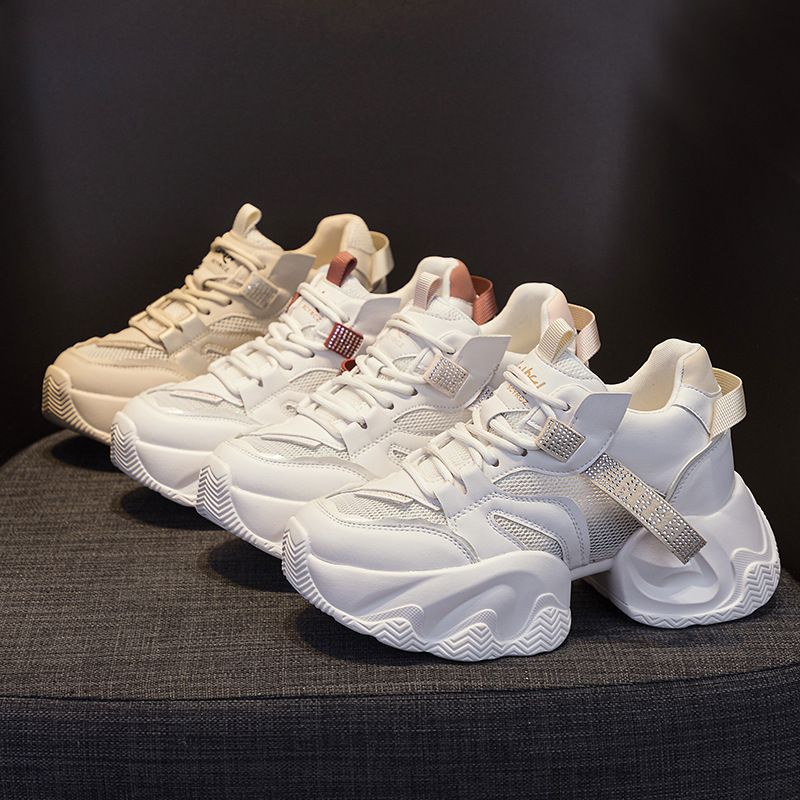 Thick-soled Transparent Mesh And Double-layer Mesh Heightening Dad Shoes Casual Versatile Style Small Women's Shoes_voghion.com