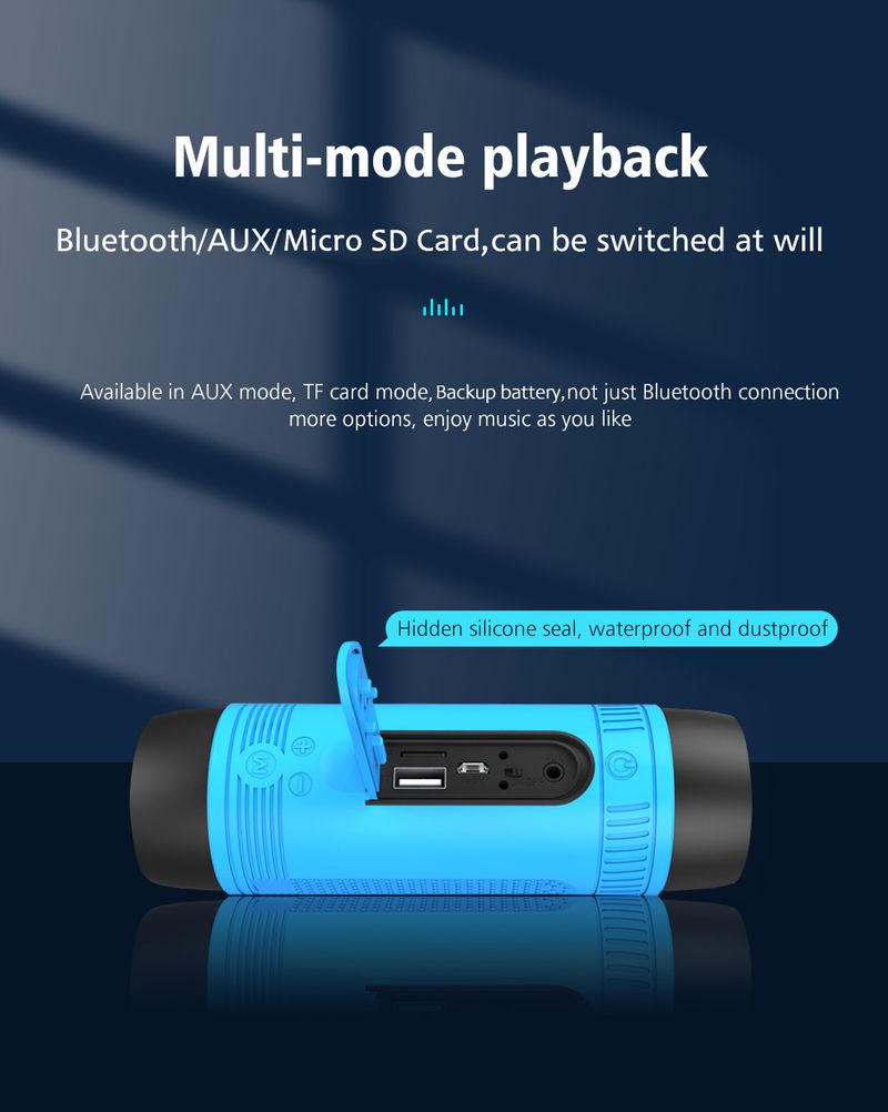 ZEALOT S1 Wirlss Spakr Blutooth Portabl Stro Bass Subwoofr Support Flashlight Radio Micro SD Card AUX_voghion.com