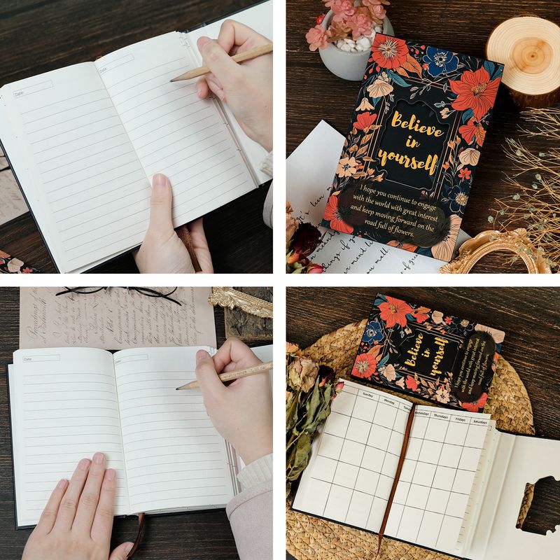 Bildung & Bürobedarf Neue meistverkaufte tragbare kreative coole schwarze Blume Abdeckung tragbare Notebook beste Verkauf dieses Buch_voghion.com