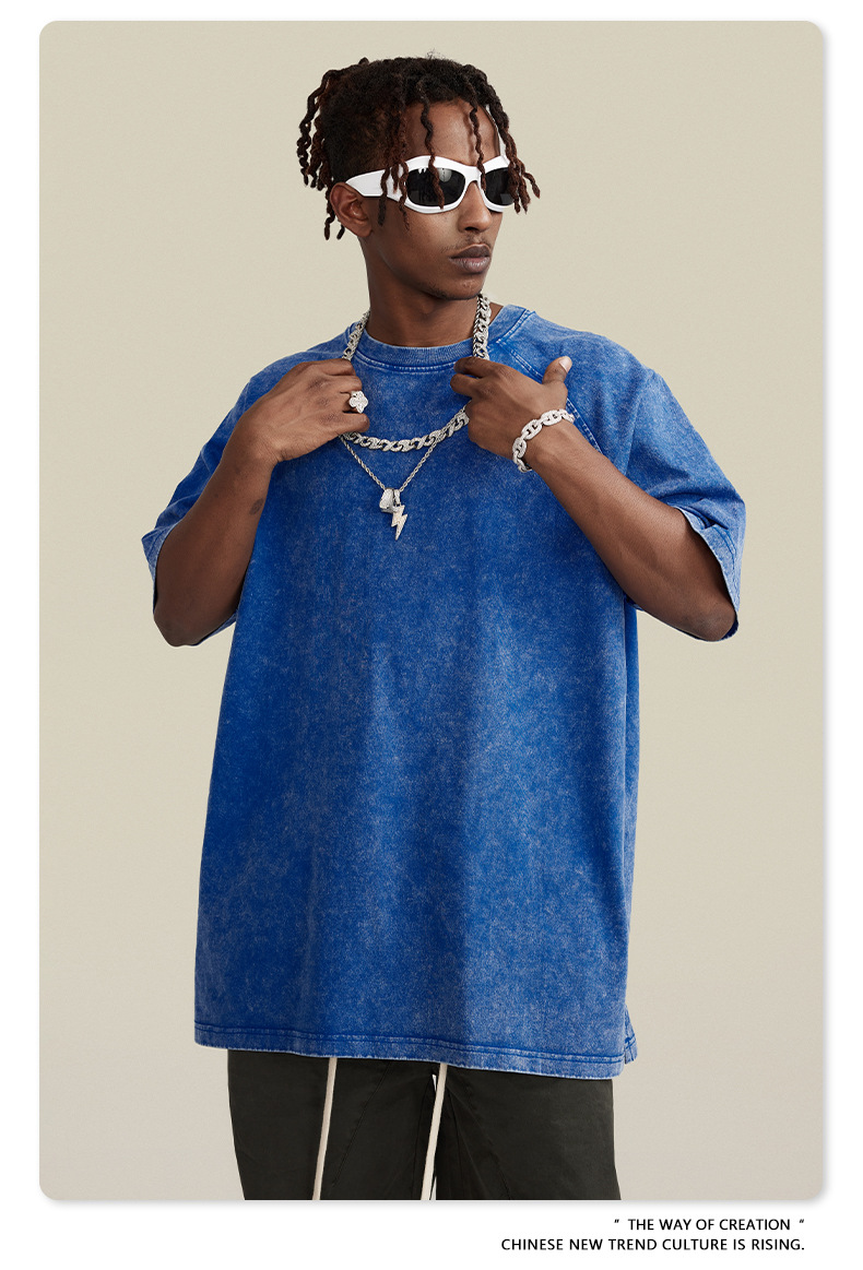 Herrenbekleidung Waschbares Batik-T-Shirt mit Schulterschlitz, kurzärmlig, Outdoor-Oversize-T-Shirt für Herren_voghion.com