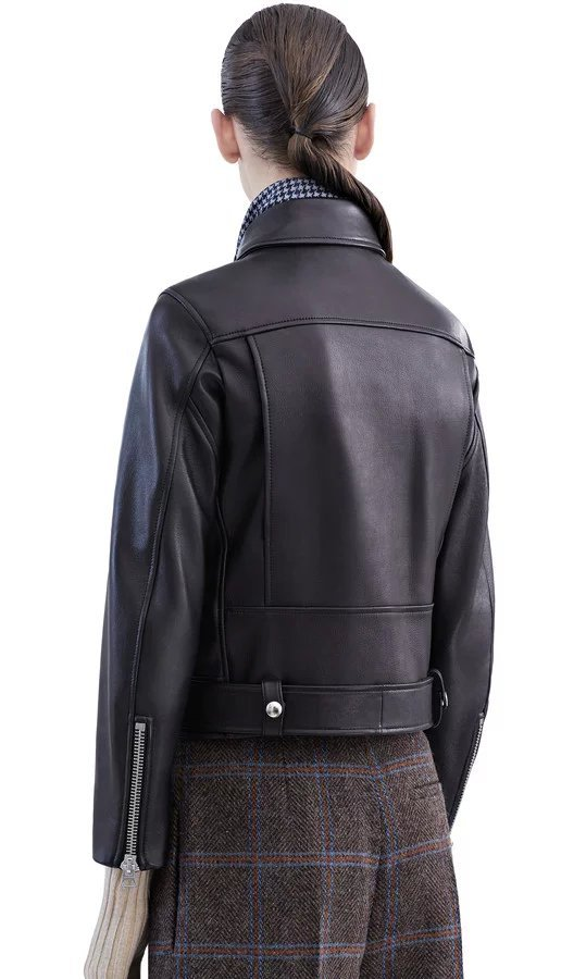 Chaquetas de piel sintética negras para mujer, abrigo básico con cremallera y cuello vuelto, chaqueta de motociclista, color negro, 4 colores, novedad de 2023_voghion.com