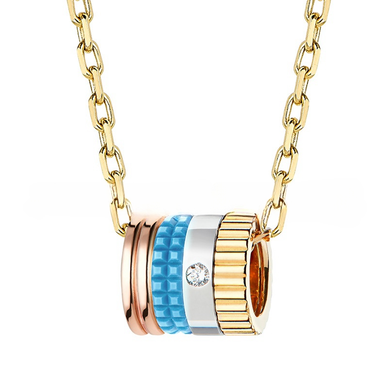 Designer's Couple High Luxury Fashion Trendy Cool New Gear Inlaid Diamond Ceramic Rotating V-Gold Color Separation Necklace INS Couple Necklace_voghion.com